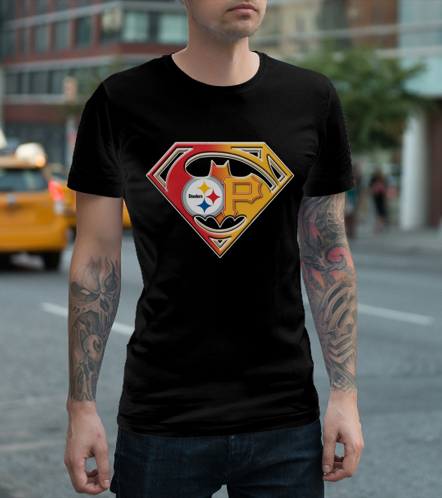 Steelers Pirates Superman Batman Logo Combo T-Shirt