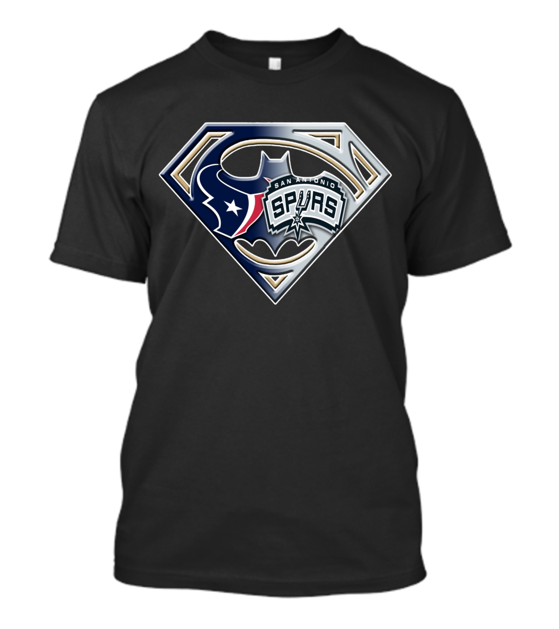 San Antonio Spurs Texans Batman Superman Icon Bat 120 T-Shirt