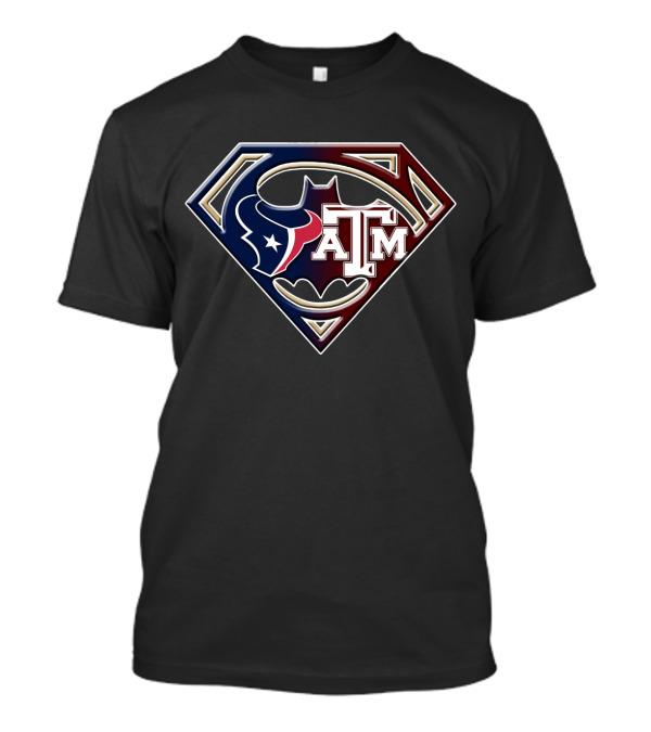 Superman Shield Houston Texans Texas A&M Batman Logo Bat 123 T-Shirt