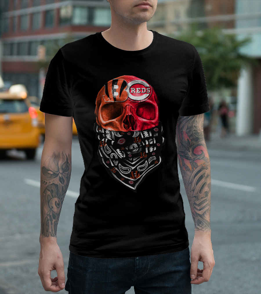Bengals Reds Skull Bandana T-Shirt