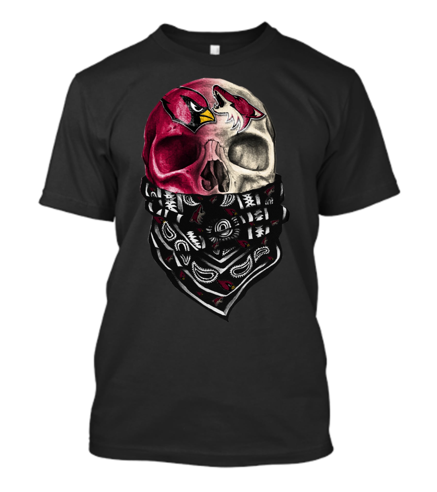 Arizona Cardinals Chicago Blackhawks Skull Bandana T-Shirt