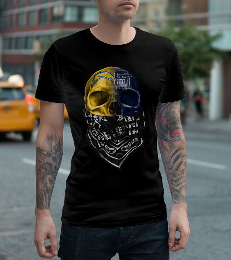 Chargers Padres Skull Bandana T-Shirt