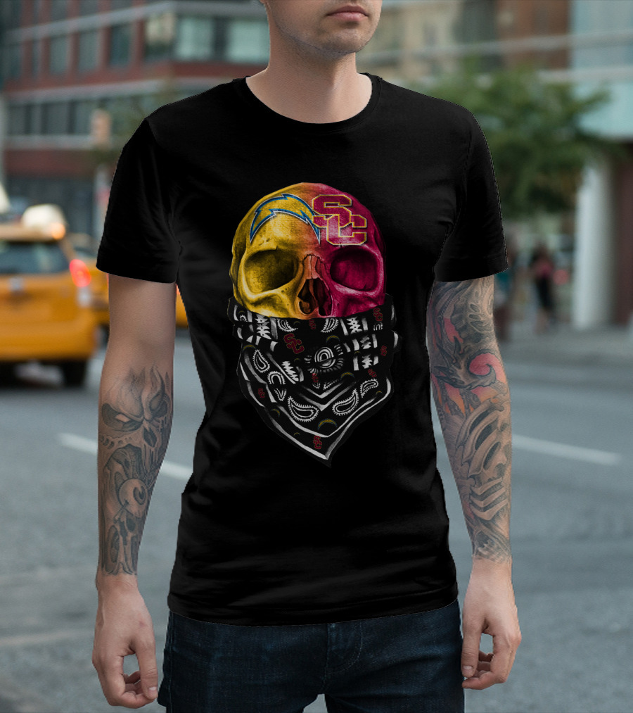Sku 035 Usc Chargers Skull Bandana T-Shirt