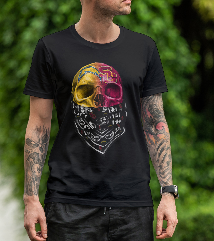 Sku 035 Usc Chargers Skull Bandana T-Shirt