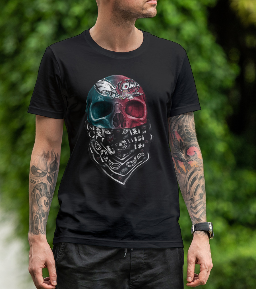 Eagles And Owls Dual Skull Bandana T-Shirt