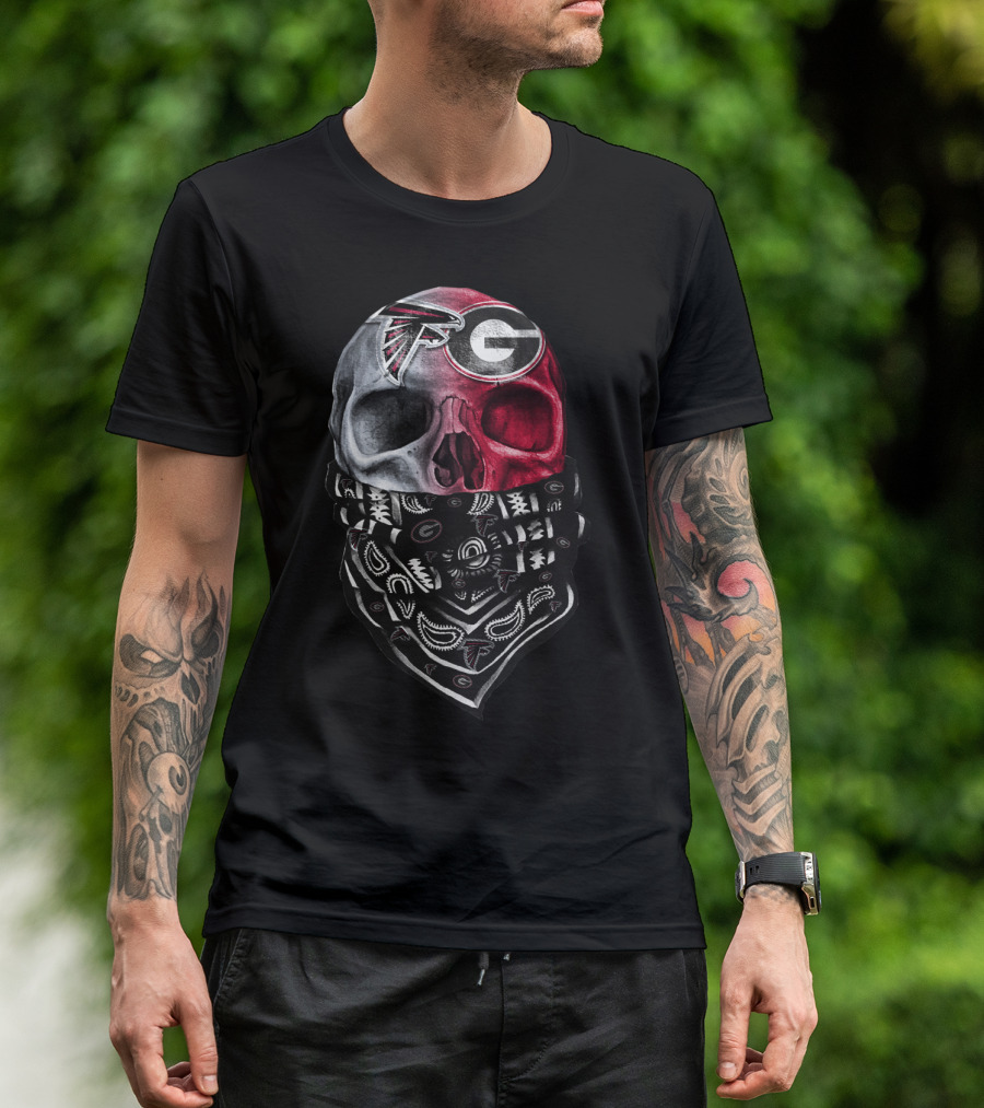 Falcons Georgia Bulldogs Skull Bandana T-Shirt