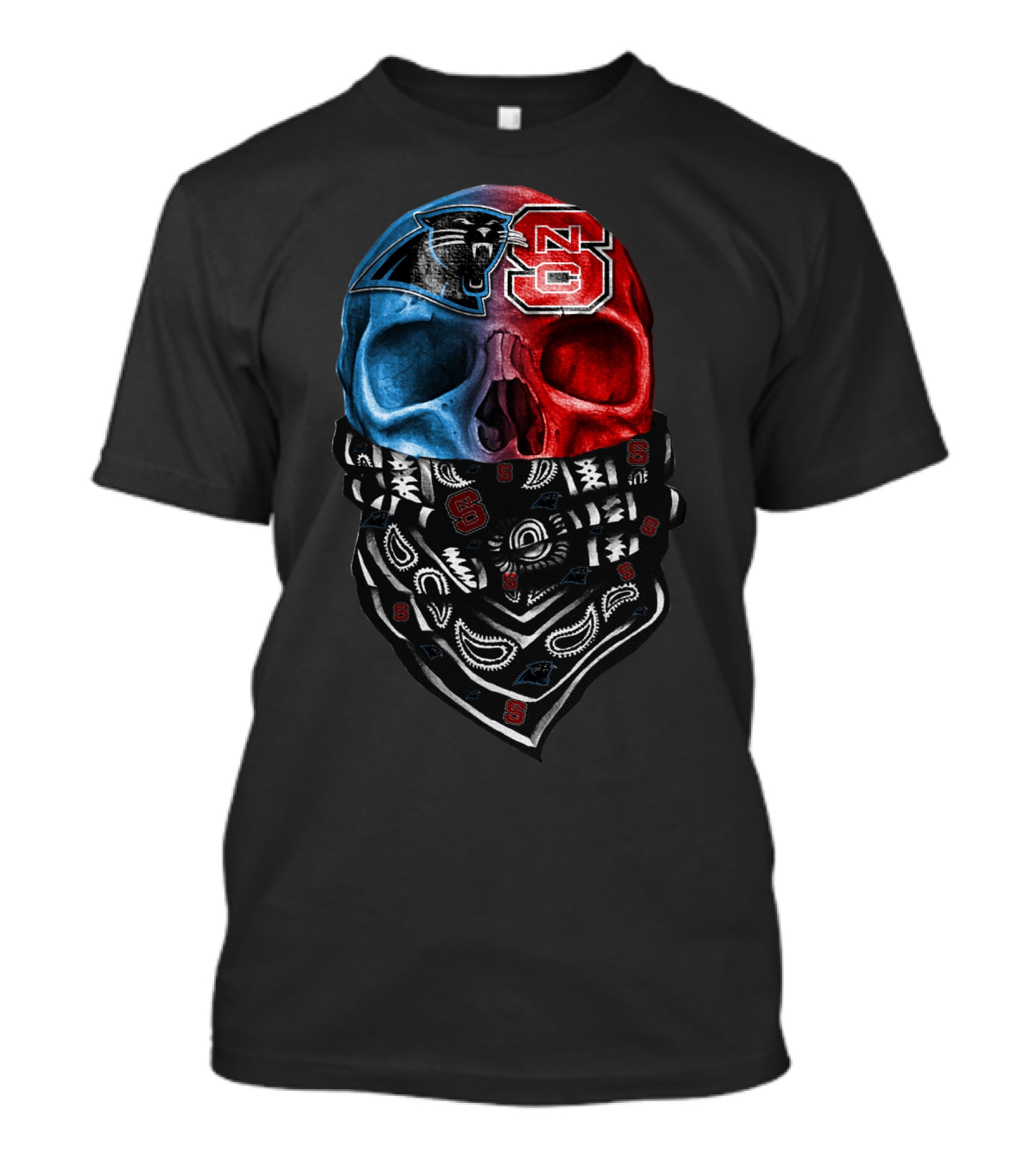 Carolina Panthers Nc State Wolfpack Skull Bandana T-Shirt