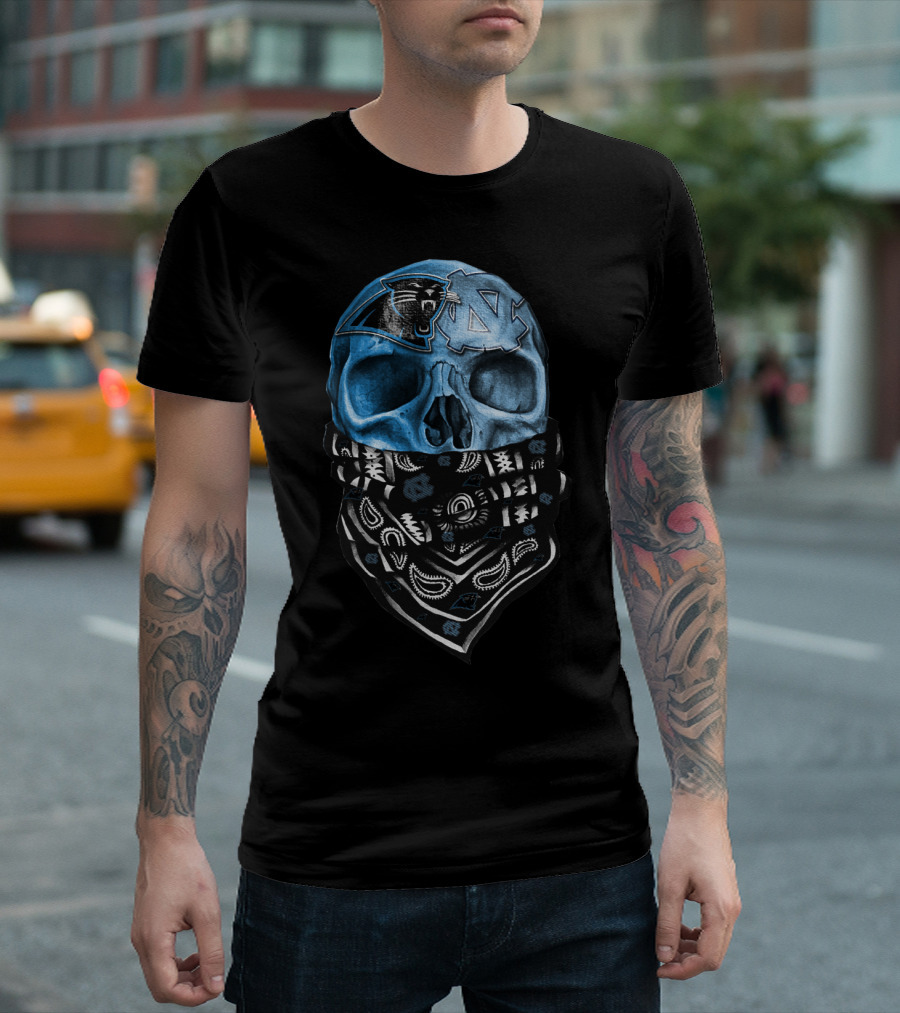 Panthers Tar Heels Skull Bandana T-Shirt