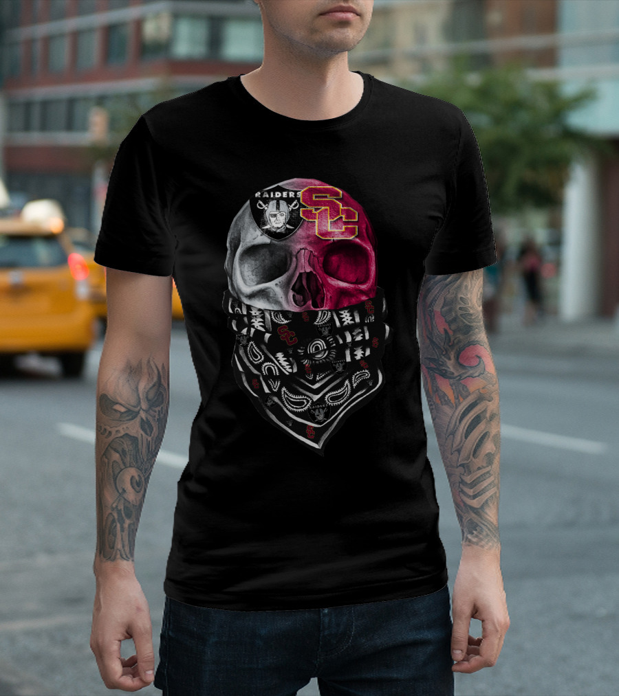 Raiders Usc Skull Bandana T-Shirt