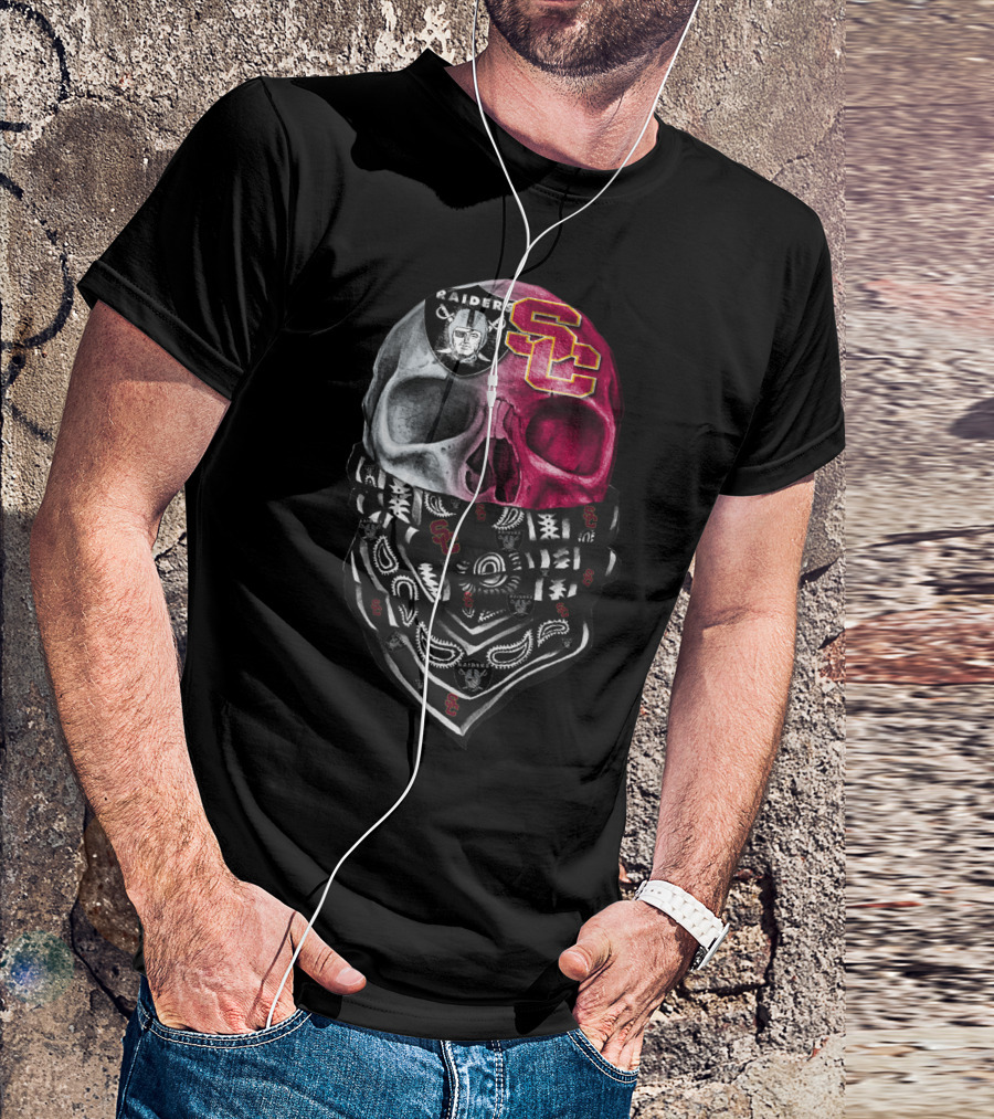 Raiders Usc Skull Bandana T-Shirt
