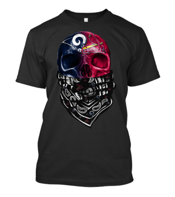 Rams Cardinals Skull Bandana T-Shirt