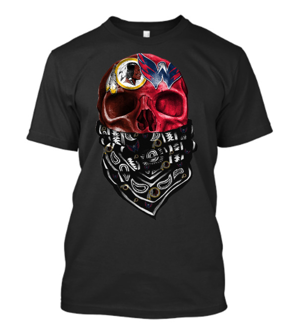 Washington Redskins And Wizards Skull Bandana T-Shirt