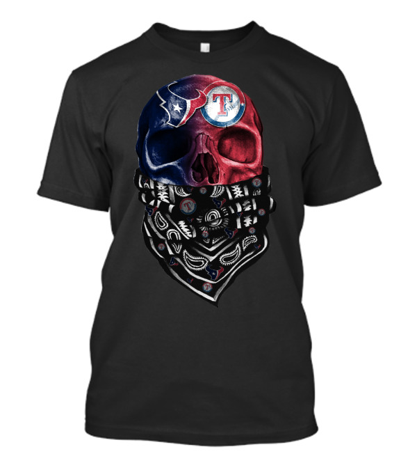 Texans Rangers Skull Bandana Art T-Shirt
