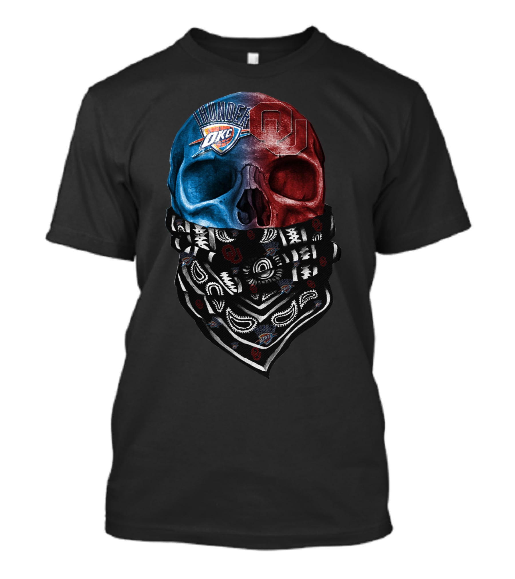Thunder Okc Ou Skulls Bandana T-Shirt