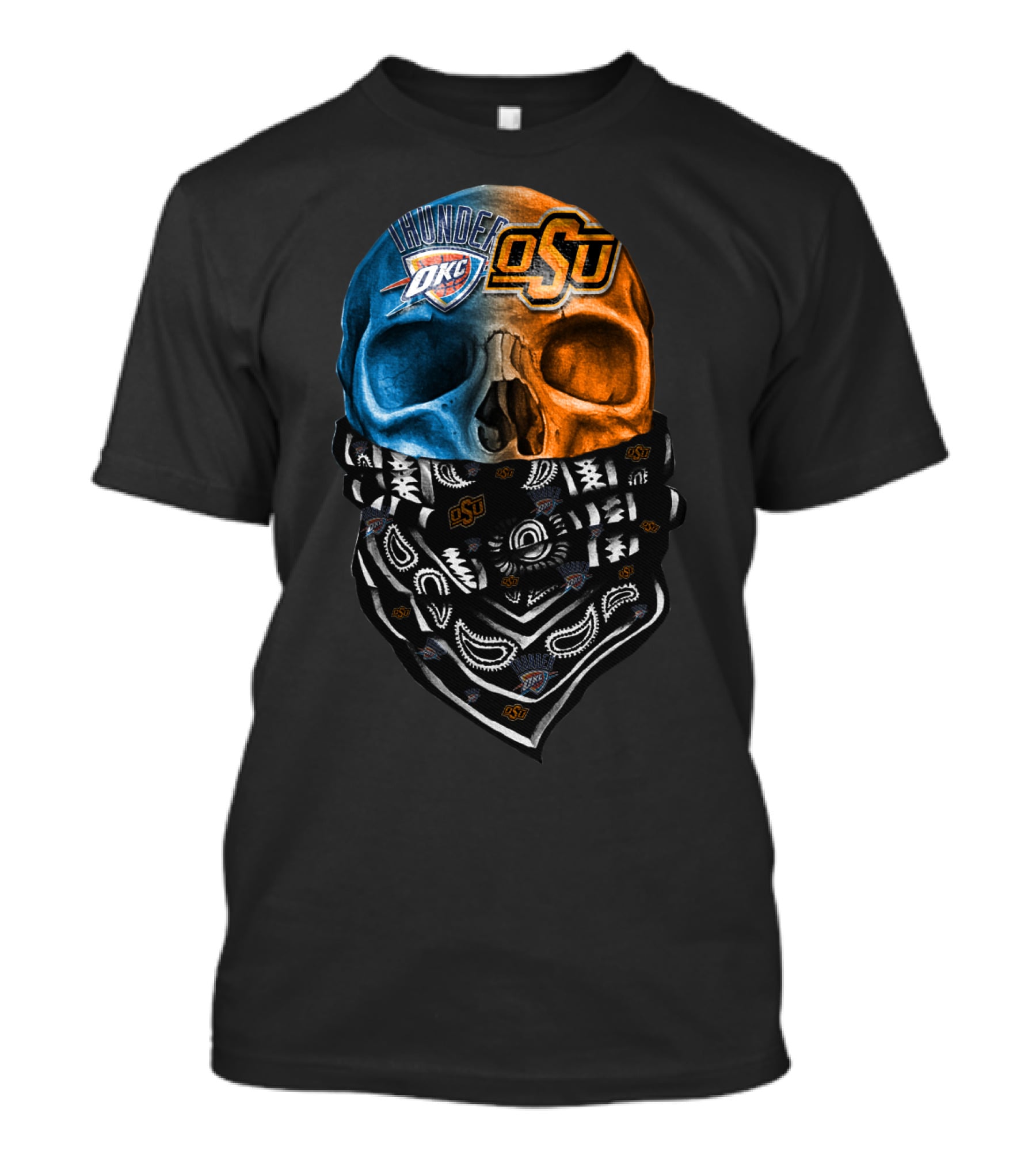 Okc Thunder Osu Skull Bandana T-Shirt