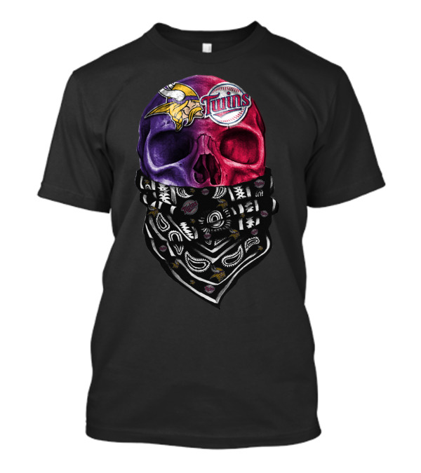 Vikings Twins Skull Bandana Sku 135 T-Shirt
