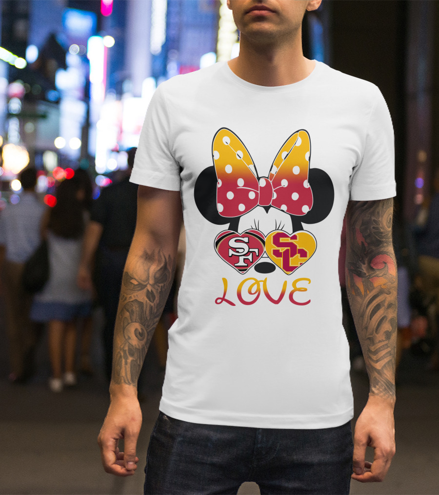 Sf Sc Love Minnie Mouse Bow And Hearts T-Shirt