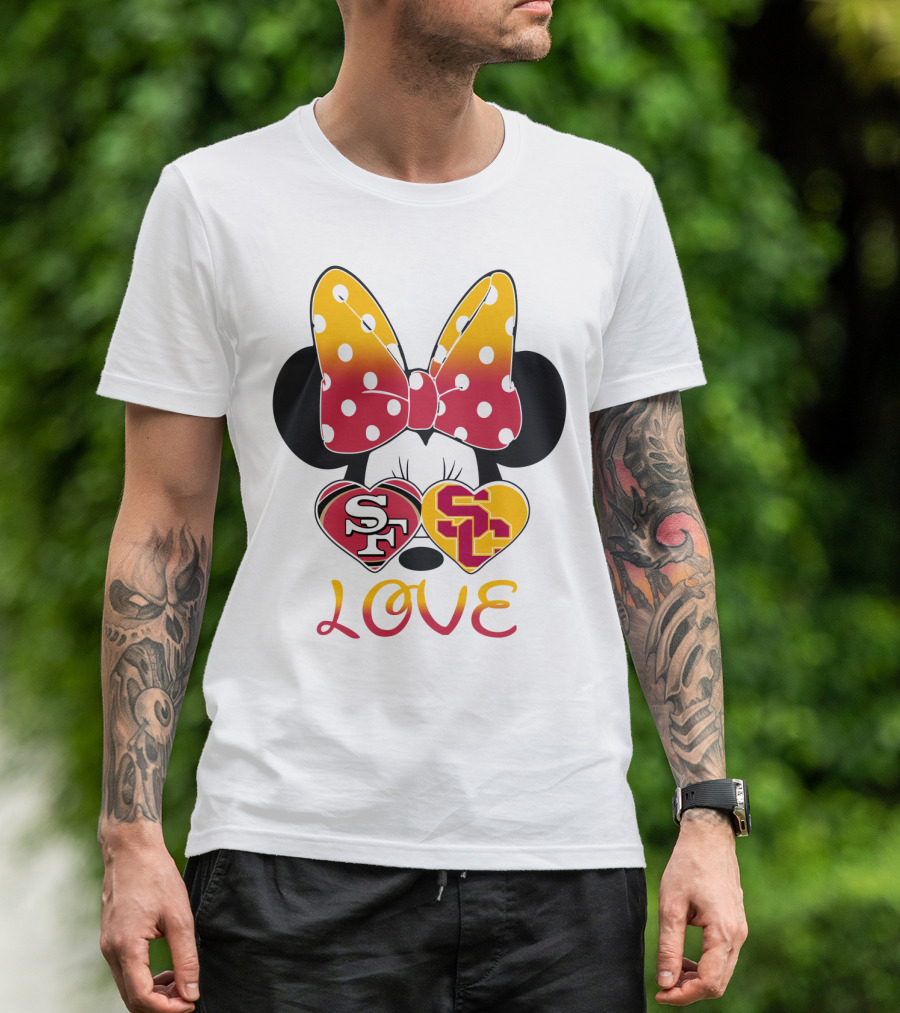 Sf Sc Love Minnie Mouse Bow And Hearts T-Shirt
