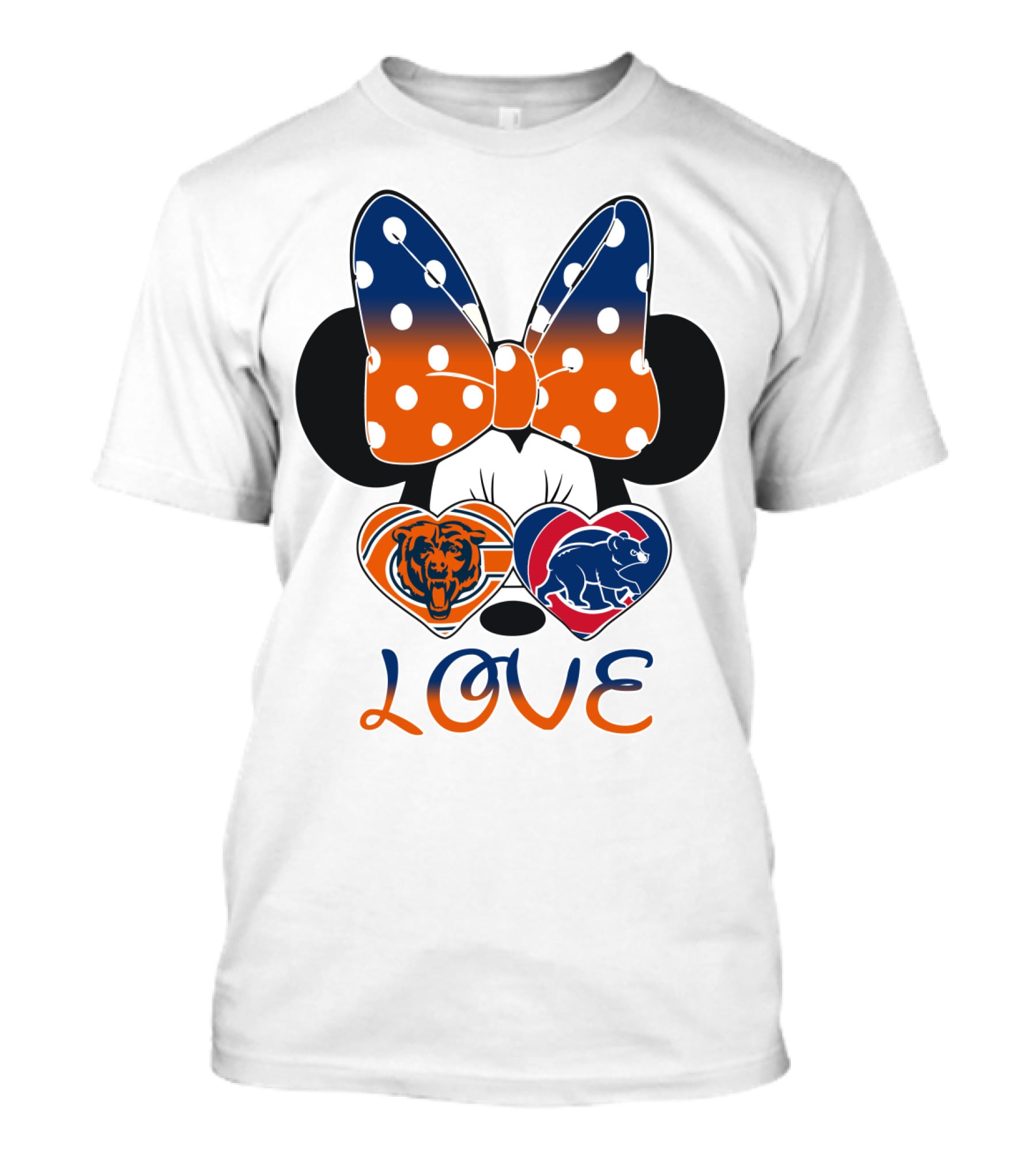 Love Minnie Mouse Chicago Bears Cubs Heart Bow T-Shirt