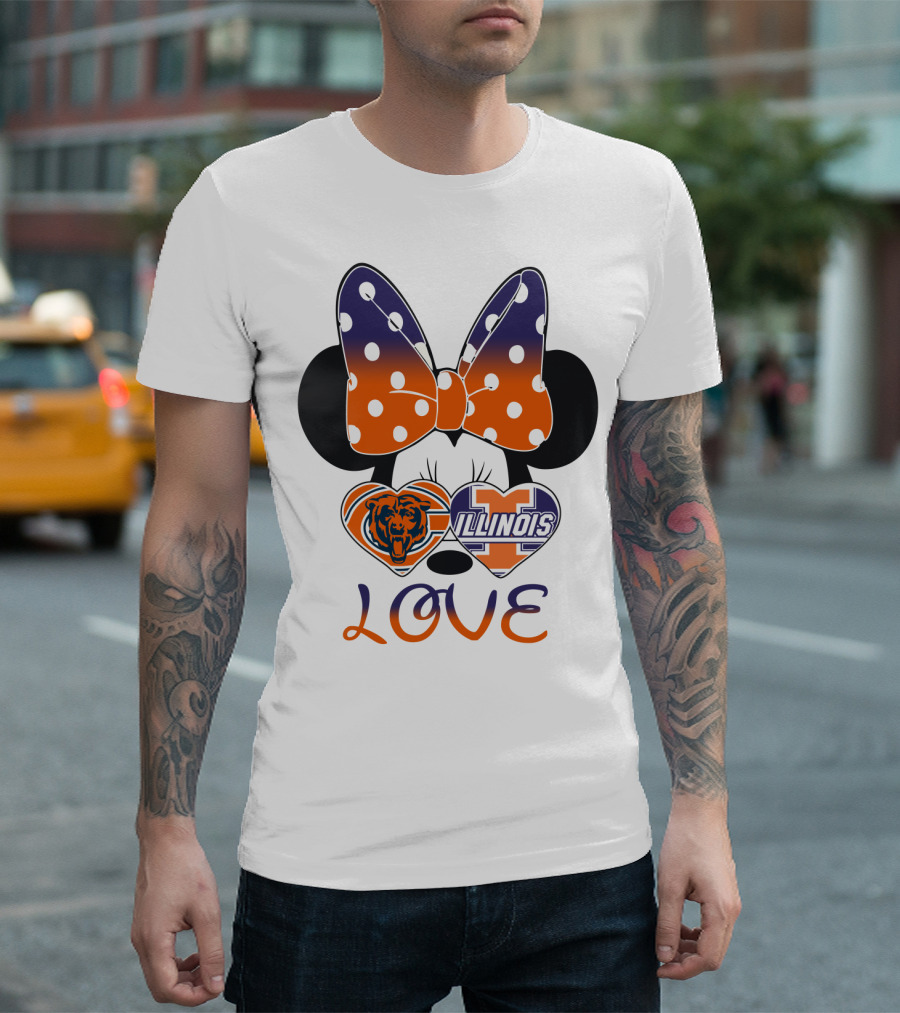 Minnie Bow Chicago Bears Illinois Fighting Illini Love T-Shirt