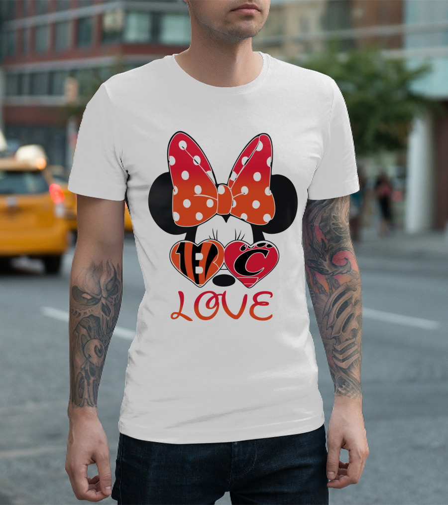Love Minnie Polka Dot Bow C And B Stripes Hearts T-Shirt