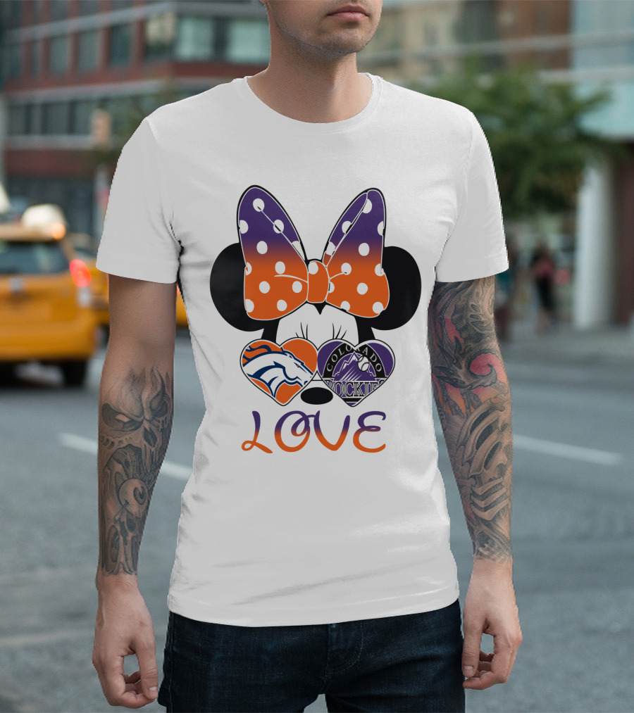 Minnie Mouse Colorado Rockies Denver Broncos Love T-Shirt