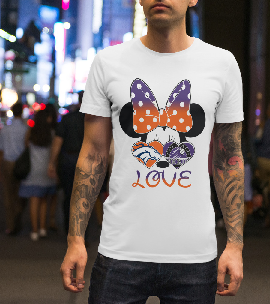 Minnie Mouse Colorado Rockies Denver Broncos Love T-Shirt