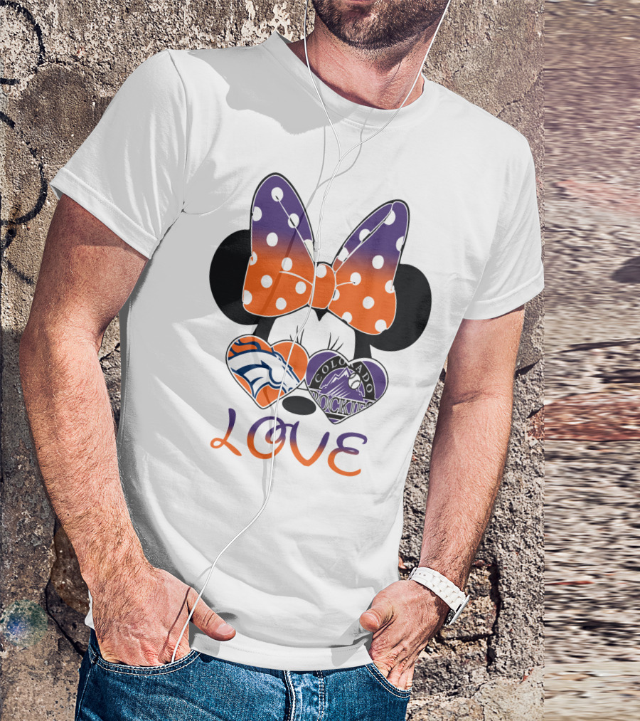 Minnie Mouse Colorado Rockies Denver Broncos Love T-Shirt