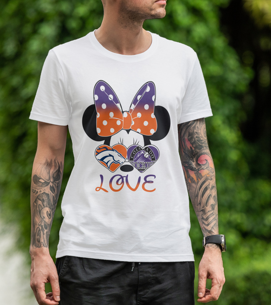 Minnie Mouse Colorado Rockies Denver Broncos Love T-Shirt