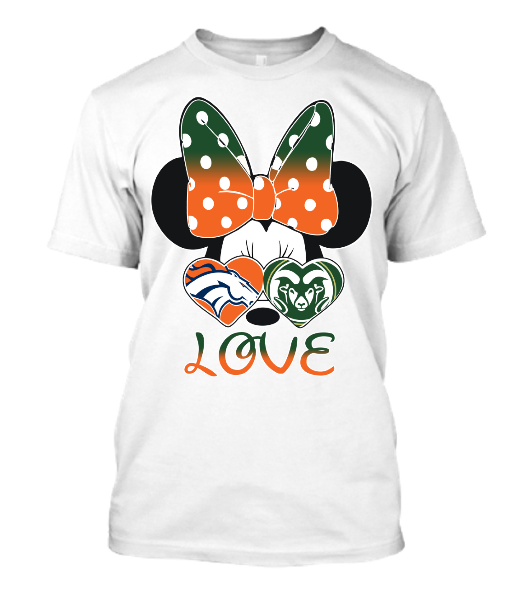 Minnie Love Denver Broncos And Colorado State Rams T-Shirt