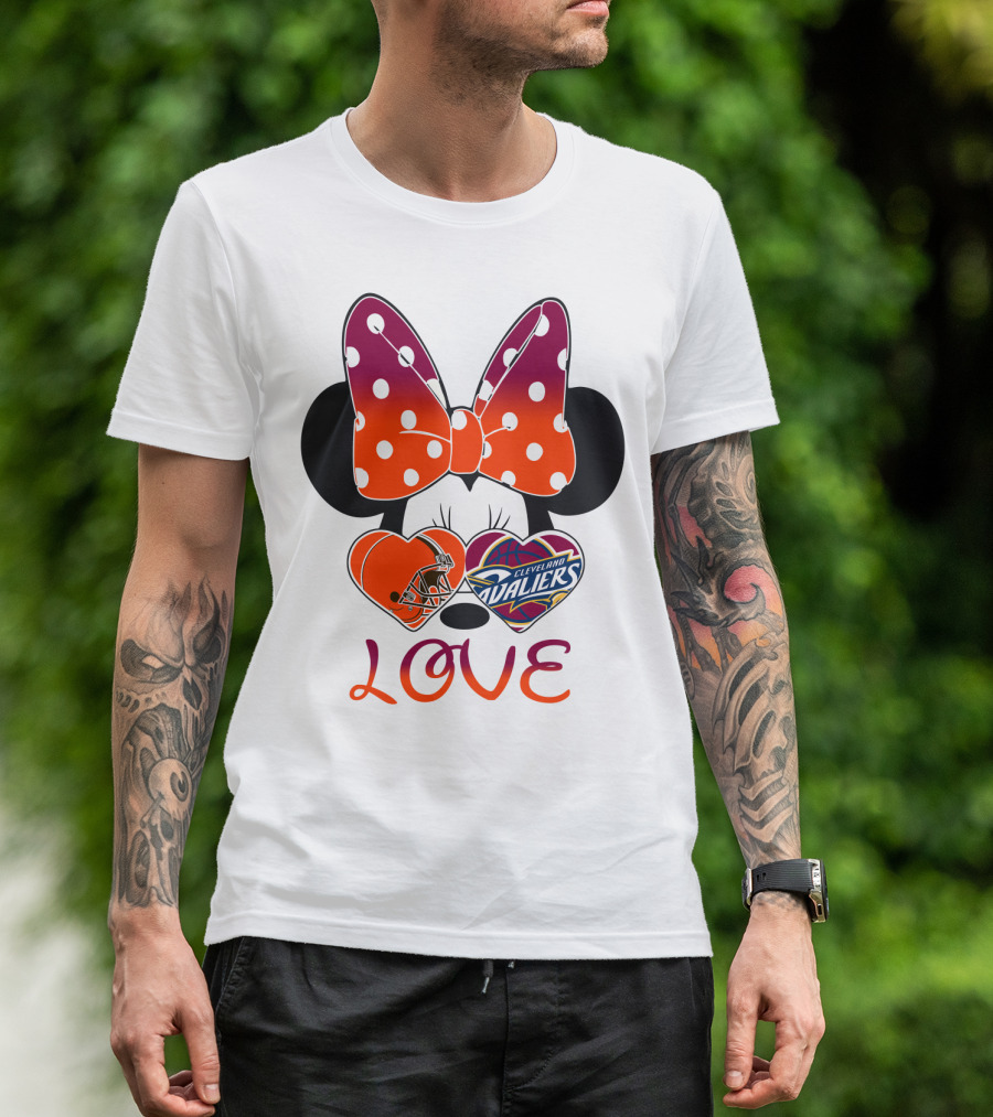 Love Cleveland Browns Cavaliers Minnie Bow T-Shirt