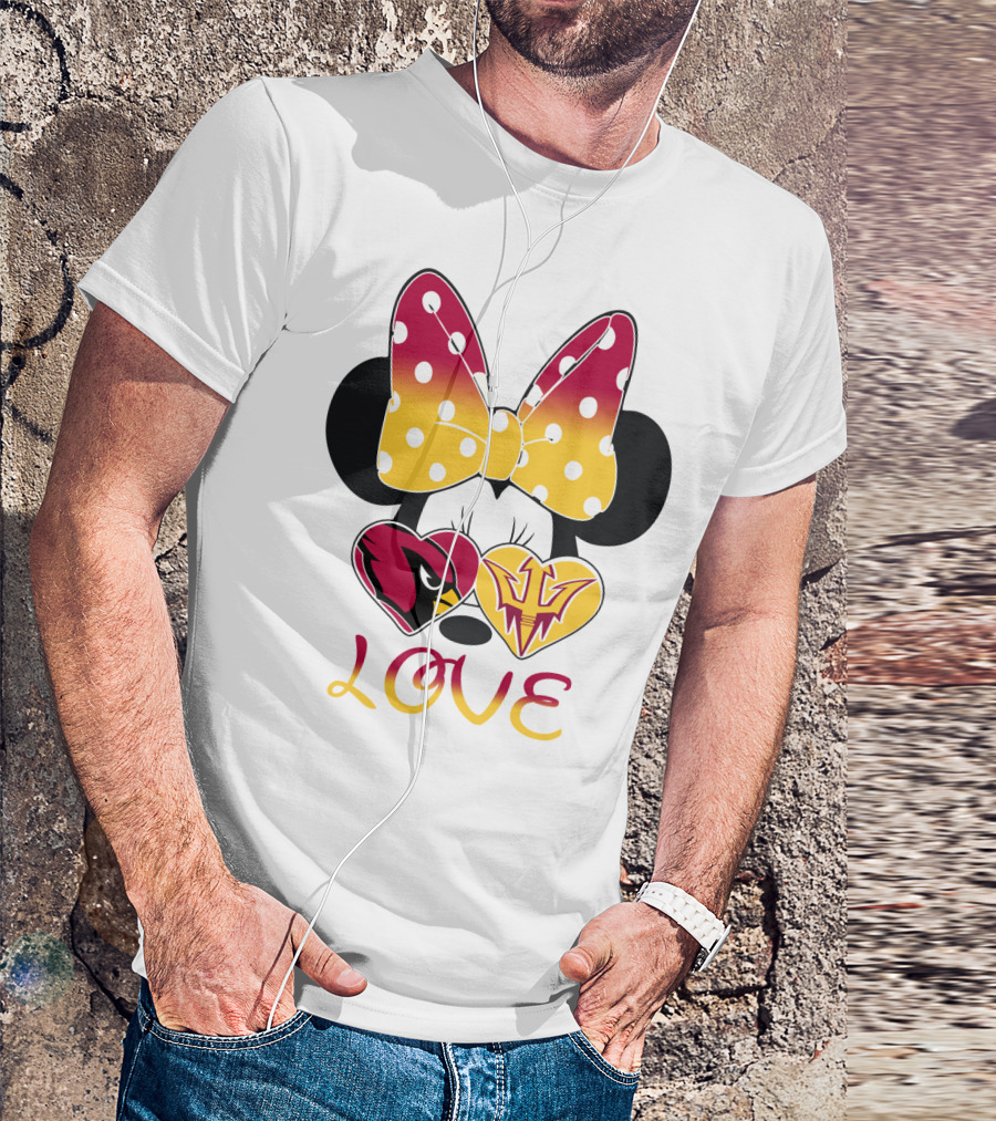 Love Minnie Arizona Cardinals Asu Sun Devils Hearts T-Shirt