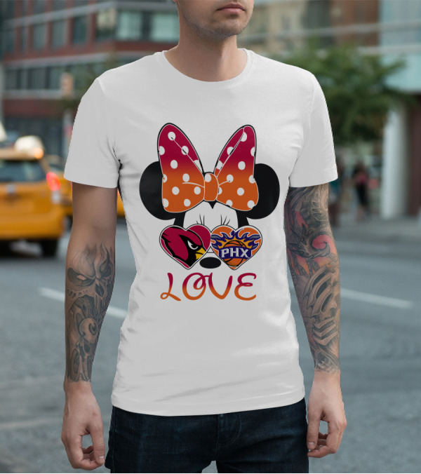 Love Mickey Mouse Minnie Bow Arizona Cardinals Phoenix Suns T-Shirt
