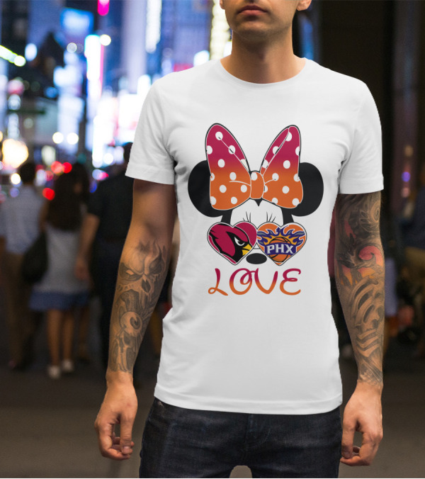 Love Mickey Mouse Minnie Bow Arizona Cardinals Phoenix Suns T-Shirt