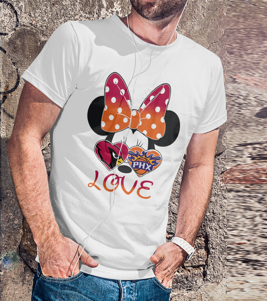 Love Mickey Mouse Minnie Bow Arizona Cardinals Phoenix Suns T-Shirt