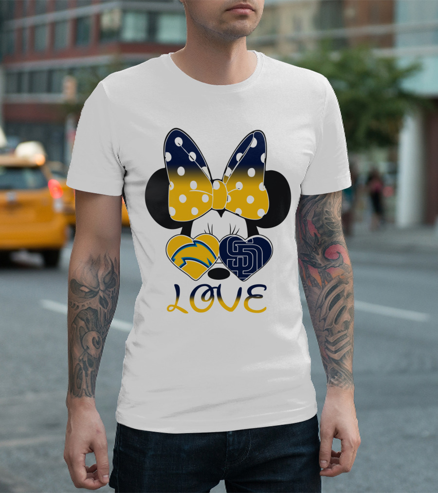 Love San Diego Chargers Padres Bow Minnie T-Shirt