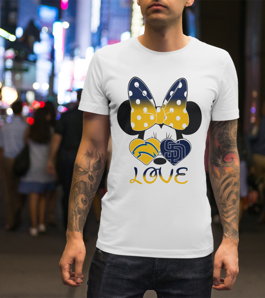 Love San Diego Chargers Padres Bow Minnie T-Shirt