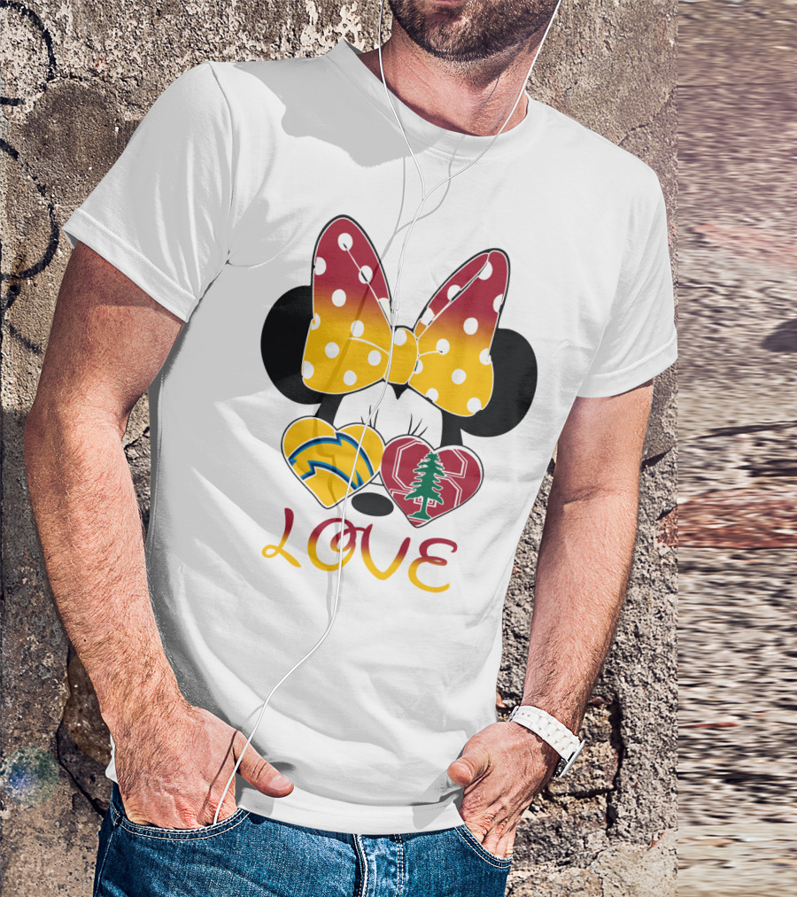 Minnie Mouse Love Heart Chargers Stanford Tree T-Shirt