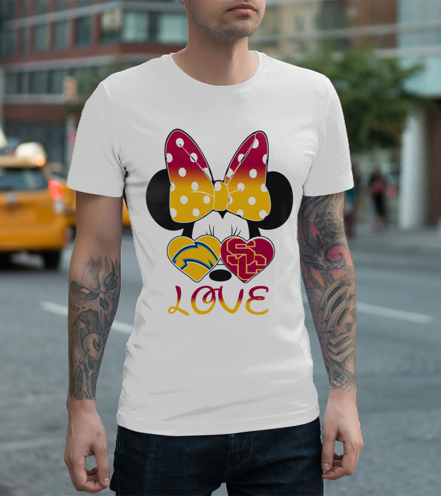 Love Minnie Chargers Usc Heart T-Shirt