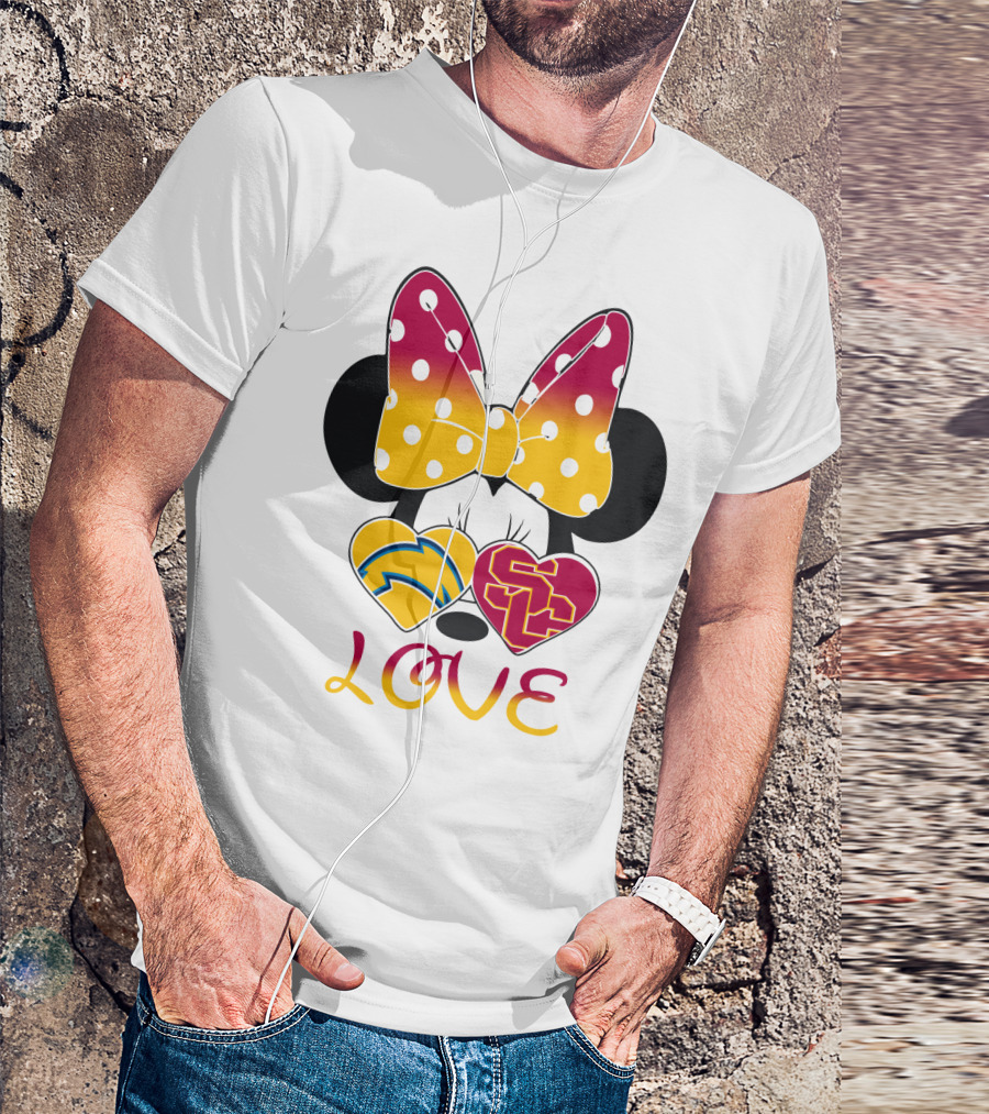 Love Minnie Chargers Usc Heart T-Shirt