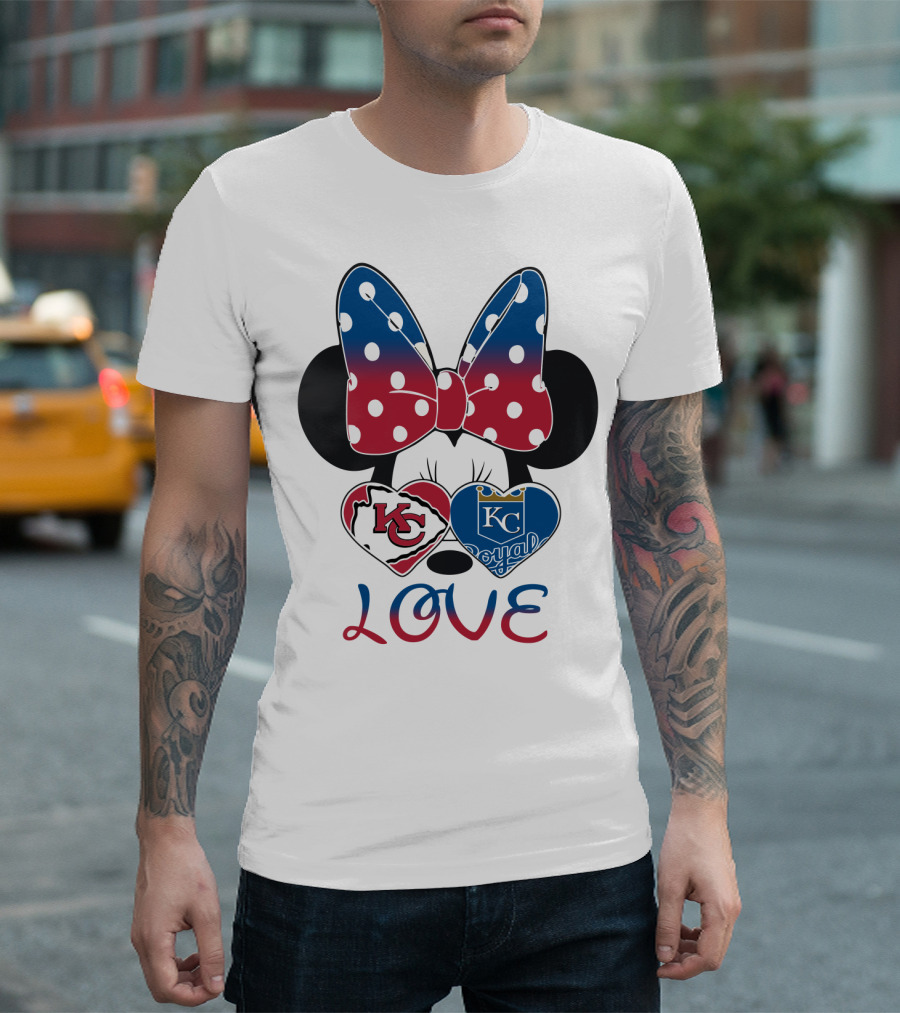 Love Minnie Mouse Kc Chiefs Royals Disney Kansas City T-Shirt