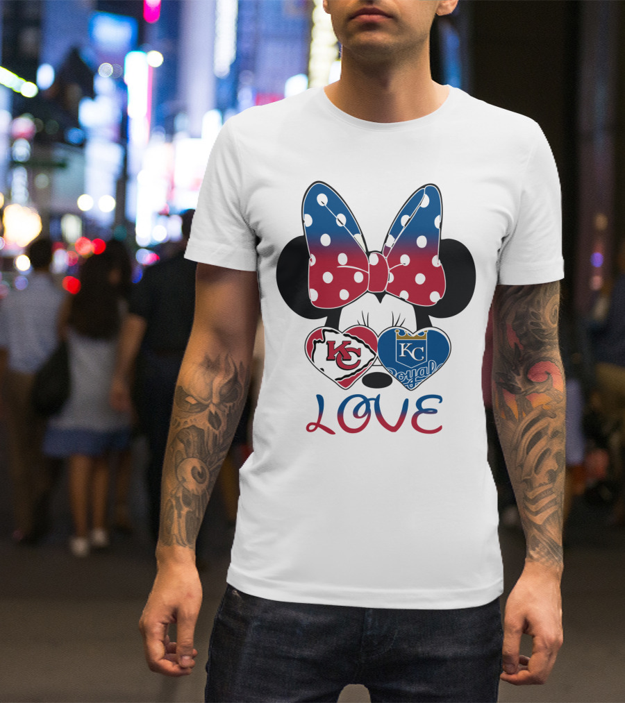 Love Minnie Mouse Kc Chiefs Royals Disney Kansas City T-Shirt