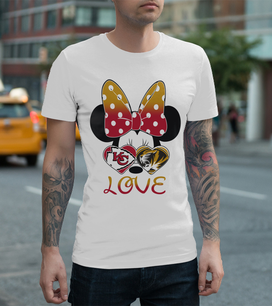 Minnie Mouse Bow Kc Chiefs Mizzou Tigers Love T-Shirt