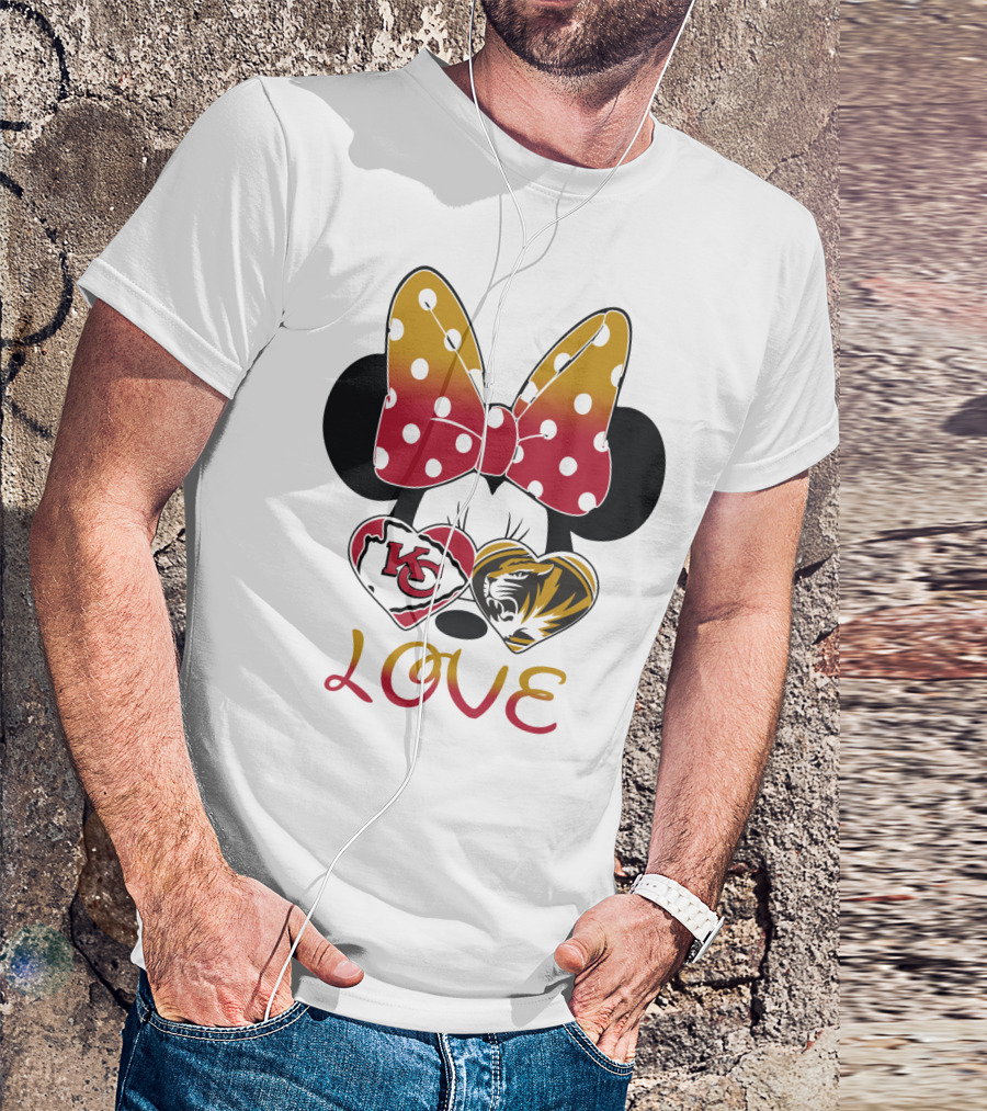 Minnie Mouse Bow Kc Chiefs Mizzou Tigers Love T-Shirt