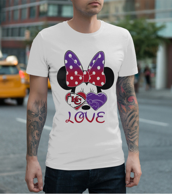Kansas City Chiefs And Kansas State Wildcats Minnie Mouse Love T-Shirt