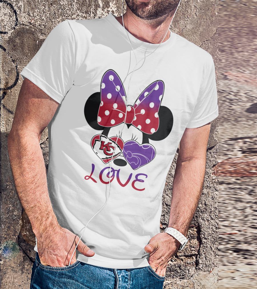 Kansas City Chiefs And Kansas State Wildcats Minnie Mouse Love T-Shirt