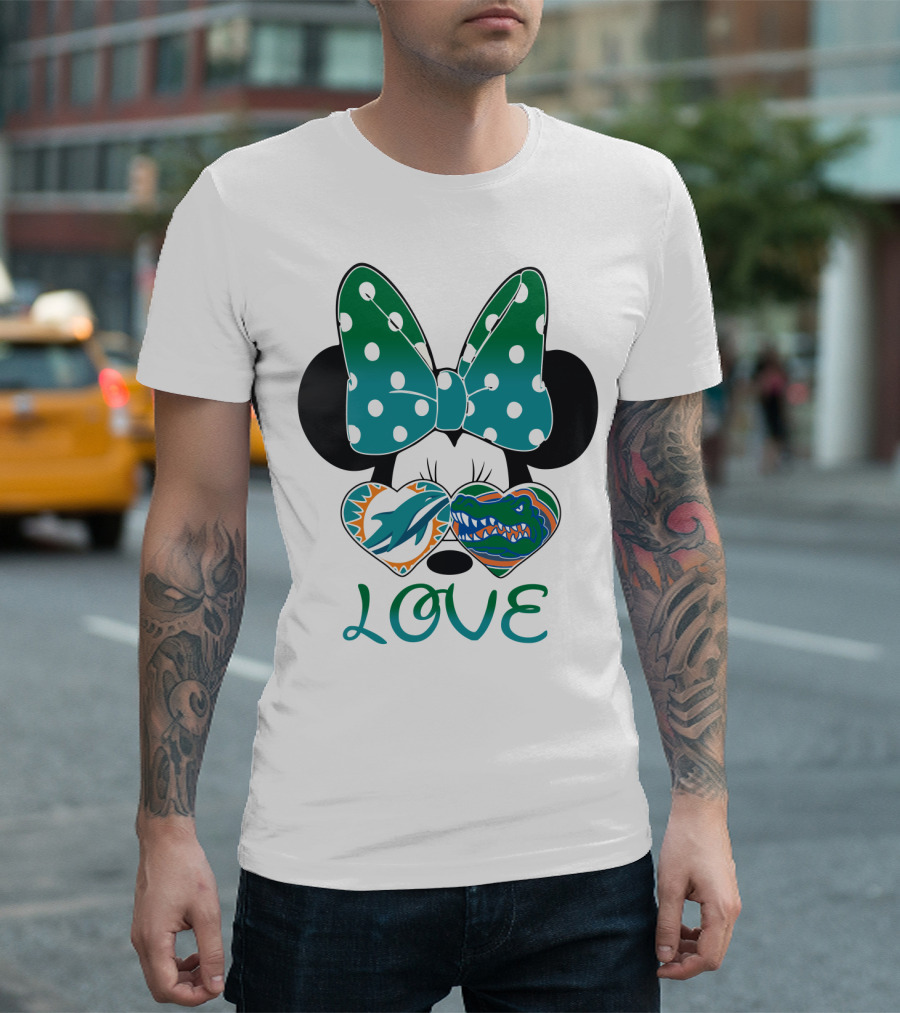 Love Mickey Gator Dolphin Hearts T-Shirt