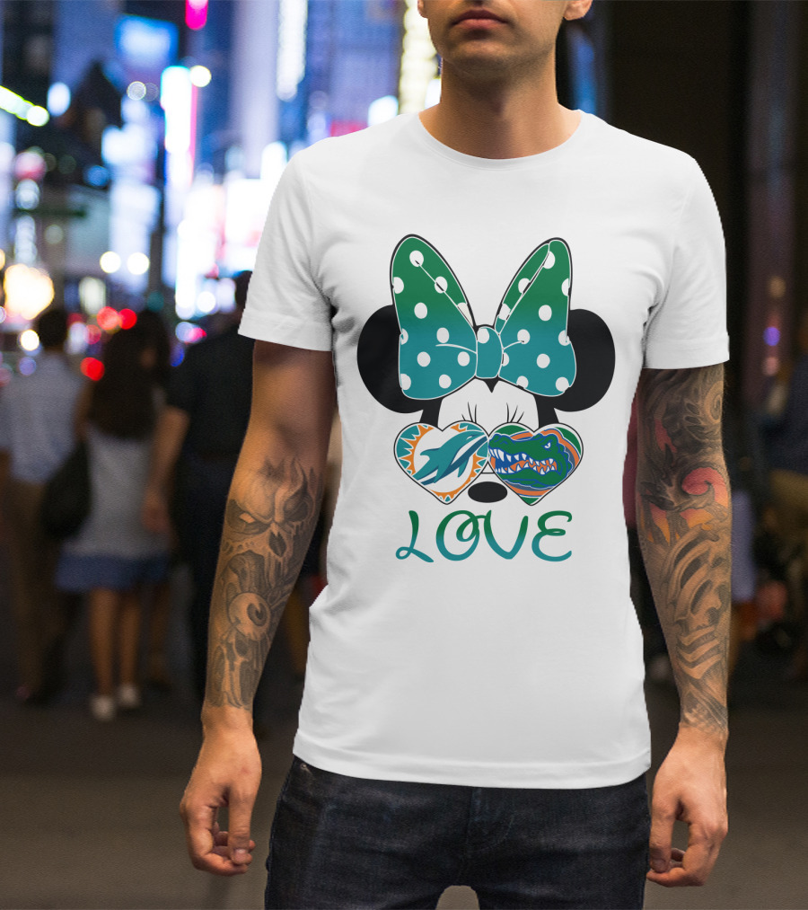 Love Mickey Gator Dolphin Hearts T-Shirt