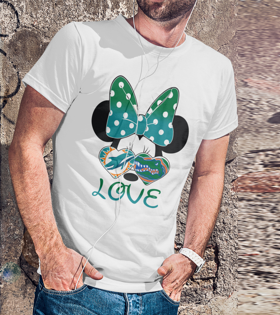 Love Mickey Gator Dolphin Hearts T-Shirt