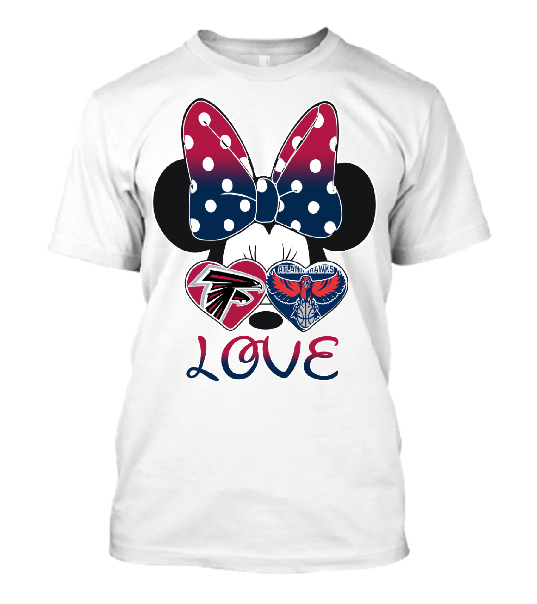 Mic 060 Minnie Mouse Love Atlanta Falcons Hawks Hearts T-Shirt